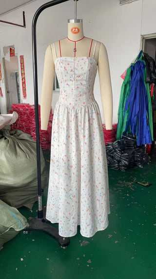 Fairy-Like Elegance,  Slimming Floral Spaghetti Strap Dress