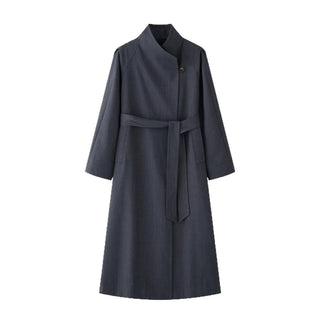 Homy's Wool Texture Two Wear Atmospheric Lapel Long Trench Coat