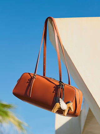 Genuine Leather Underarm Bag, Retro Bowling Bag, , Niche Vegetable Tanned First-layer Cowhide Bag