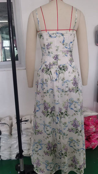 Fairy-Like Elegance,  Slimming Floral Spaghetti Strap Dress