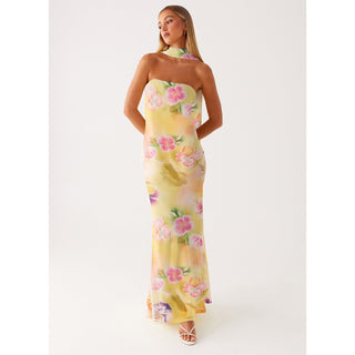 Broken flower Fishtail dress Tight Waist Slimming maxi dress