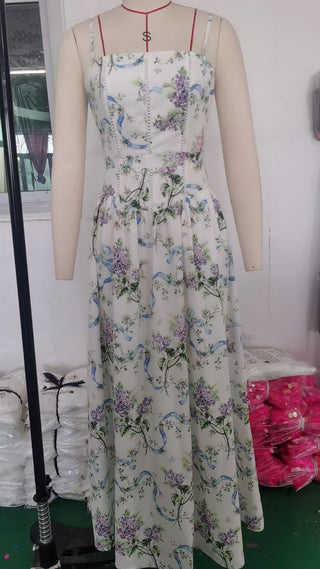 Fairy-Like Elegance,  Slimming Floral Spaghetti Strap Dress