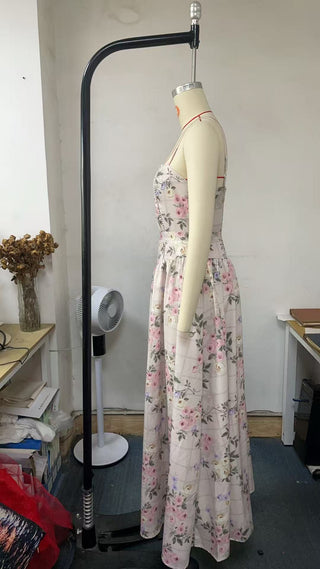 Fairy-Like Elegance,  Slimming Floral Spaghetti Strap Dress