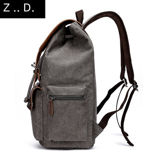 Casual Canvas Dual-shoulder Computer Backpack Suitable For Men Women Students Bookbag