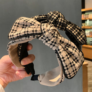 Women's Wide-brimmed Plaid Mori Style Elegant Retro Headband