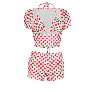 Polka Dot Print Short Casual Suit 3pc set