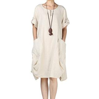 Linen Lantern Loose-fitting Dress