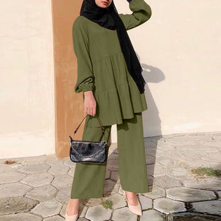 Shirt and wide leg trouser set dress modest wear