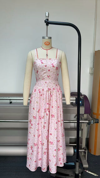 Fairy-Like Elegance,  Slimming Floral Spaghetti Strap Dress