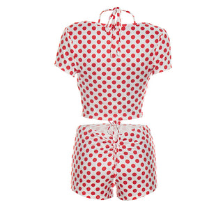 Polka Dot Print Short Casual Suit 3pc set