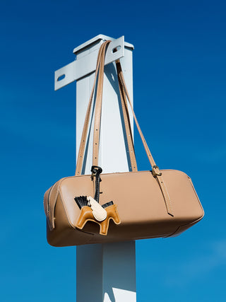 Genuine Leather Underarm Bag, Retro Bowling Bag, , Niche Vegetable Tanned First-layer Cowhide Bag
