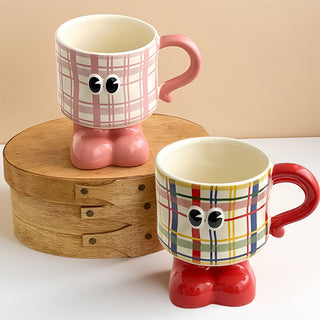Little Monster Mug-Red / Pink Plaid