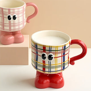 Little Monster Mug-Red / Pink Plaid