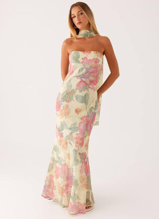 Broken flower Fishtail dress Tight Waist Slimming maxi dress