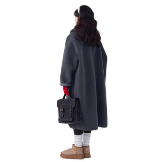 Homy's Artistic Lazy Style Mid-Length Hooded Lamb Wool Coat