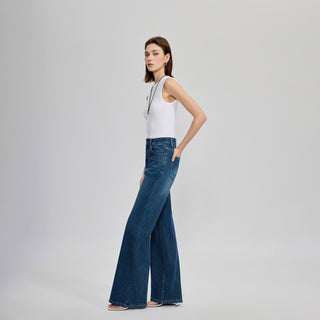 Tencel Four-Way Stretch Slightly Flared Petite High-Waisted Straight-Leg Denim Jean