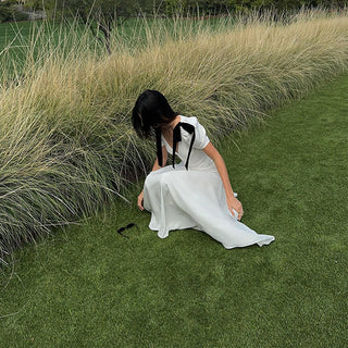 French-Style Kendall Retro Puff Sleeve maxi Dress