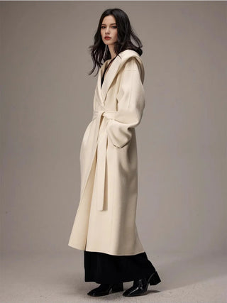 Homy's Long Double-Sided Hooded Wool Coat