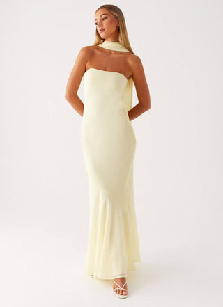 Yellow Floral Fishtail dress Tight Waist Slimming maxi dress