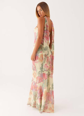 Red Fishtail dress Tight Waist Slimming maxi dress