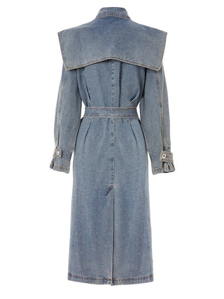 Women Denim Trench Coat - Hstrends