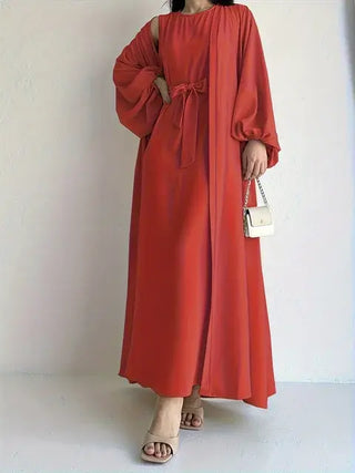 Elegant Solid Two-piece Set modest Dress