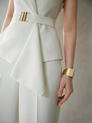 Plain Versatile Slim-Fit Two-Piece Trouser and sleeveless shirt Set