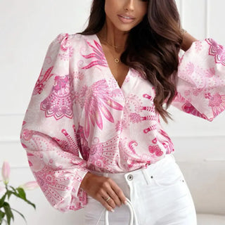 Printed Long Sleeve Pullover floral Top