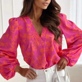 Printed Long Sleeve Pullover floral Top