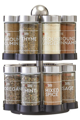 Puro Revolving Spice Rack with 16 Spices and Herbs