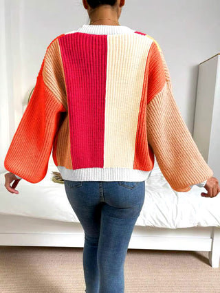 Women's Patchwork Design Fashion Loose Cardigan