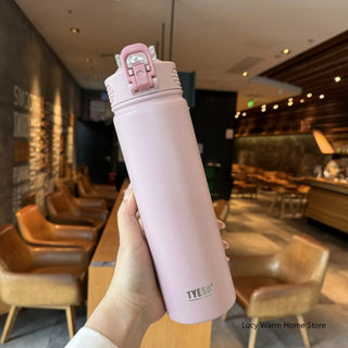Thermal Water Bottle with Straw 750/600ML Stainless Steel Bottle Keeps Cold and Heat High Capacity Thermal Mug Thermos Bottle