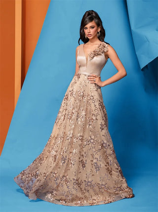 Long V-Neck Floral Sleeveless Chiffon maxi Dress