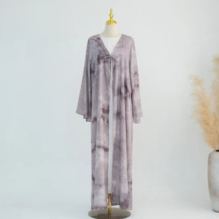 Tie-dye Printed Kaftan Robe Cardigan style Kimono Abaya dress