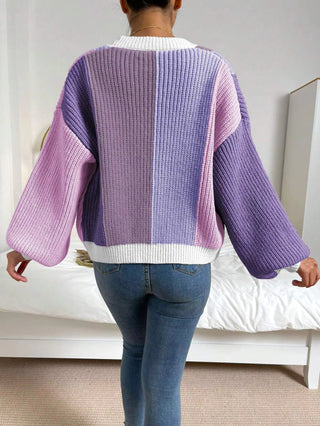 Women's Patchwork Design Fashion Loose Cardigan