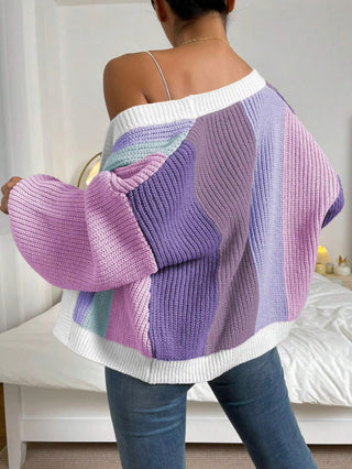 Women's Patchwork Design Fashion Loose Cardigan