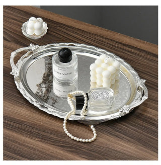 Luxury Dessert Display Gold Edge Silver Bottom Decoration Storage Tray