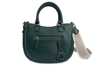 SADDLER "Chloe" Real Leather Twin-Handle Handbag with Crossbody Strap - Handmade, with Keepsake Pouch