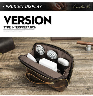 CONTACT Men Genuine Leather Clutch Wallet Organizer Storage Bag