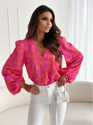 Printed Long Sleeve Pullover floral Top