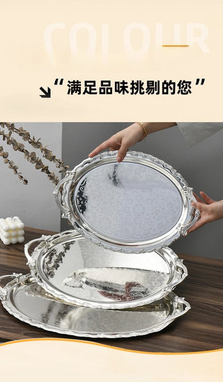 Luxury Dessert Display Gold Edge Silver Bottom Decoration Storage Tray