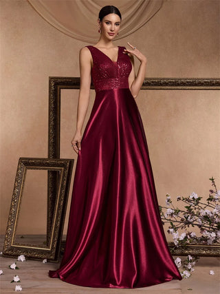 deep V neck Sequined Evening Maxi Dress