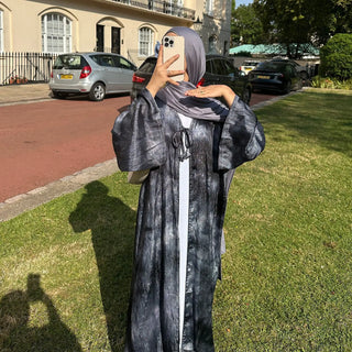 Tie-dye Printed Kaftan Robe Cardigan style Kimono Abaya dress