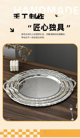 Luxury Dessert Display Gold Edge Silver Bottom Decoration Storage Tray