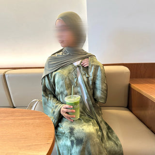 Tie-dye Printed Kaftan Robe Cardigan style Kimono Abaya dress