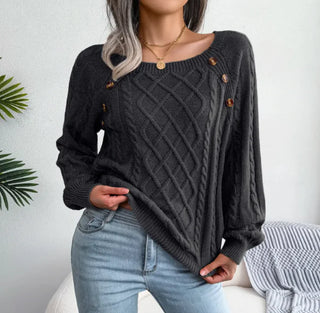 Twist Knit Square Neck Sweater top