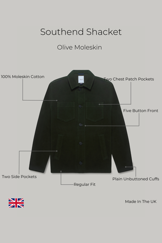 Southend Shacket Unlined - Olive Moleskin