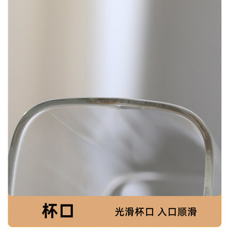 Square Glass Cup With Color Handle lid and straw