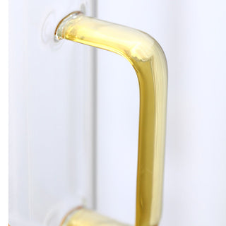 Square Glass Cup With Color Handle lid and straw