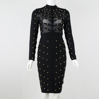 mesh long sleeve bandage dress
